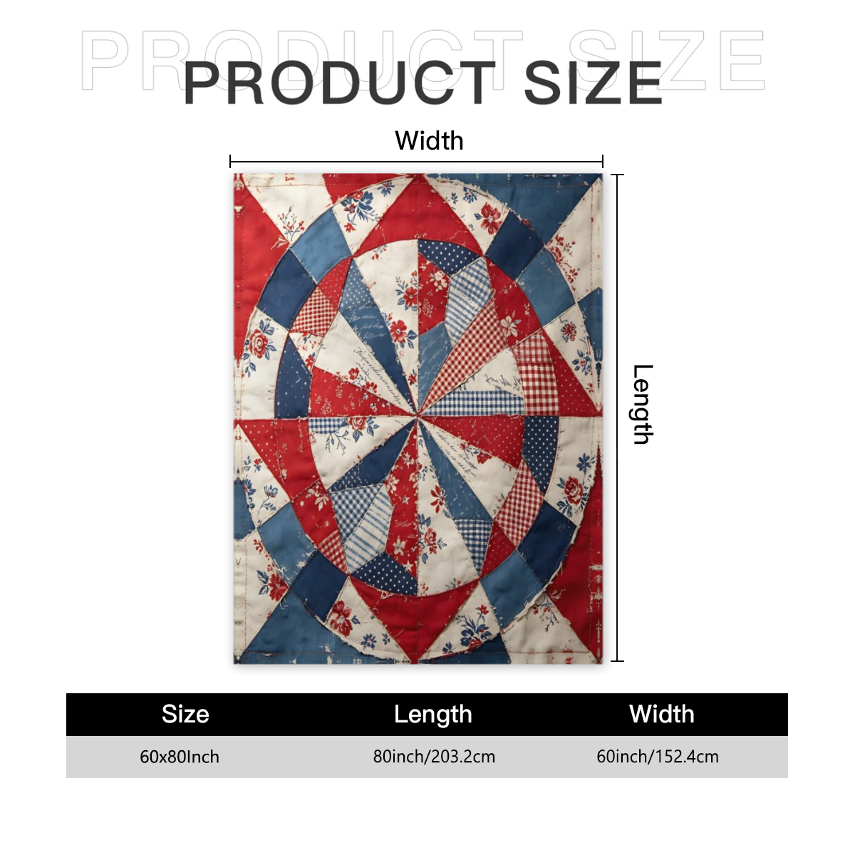 2d Flat 1pc Patchwork Red White Blue Quilt Pattern Cozy Throw Blanket, 4th Of July, Vibrant Patriotic Star Spangled Design, Ideal for Living Room Sofa, Bedroom Bed, Outdoor Picnic, for Families, Patri