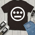 Men's Cotton Hip Hop T-Shirt Black Crewneck Tee with Smooth Hieroglyphic Face - Heavyweight Cotton