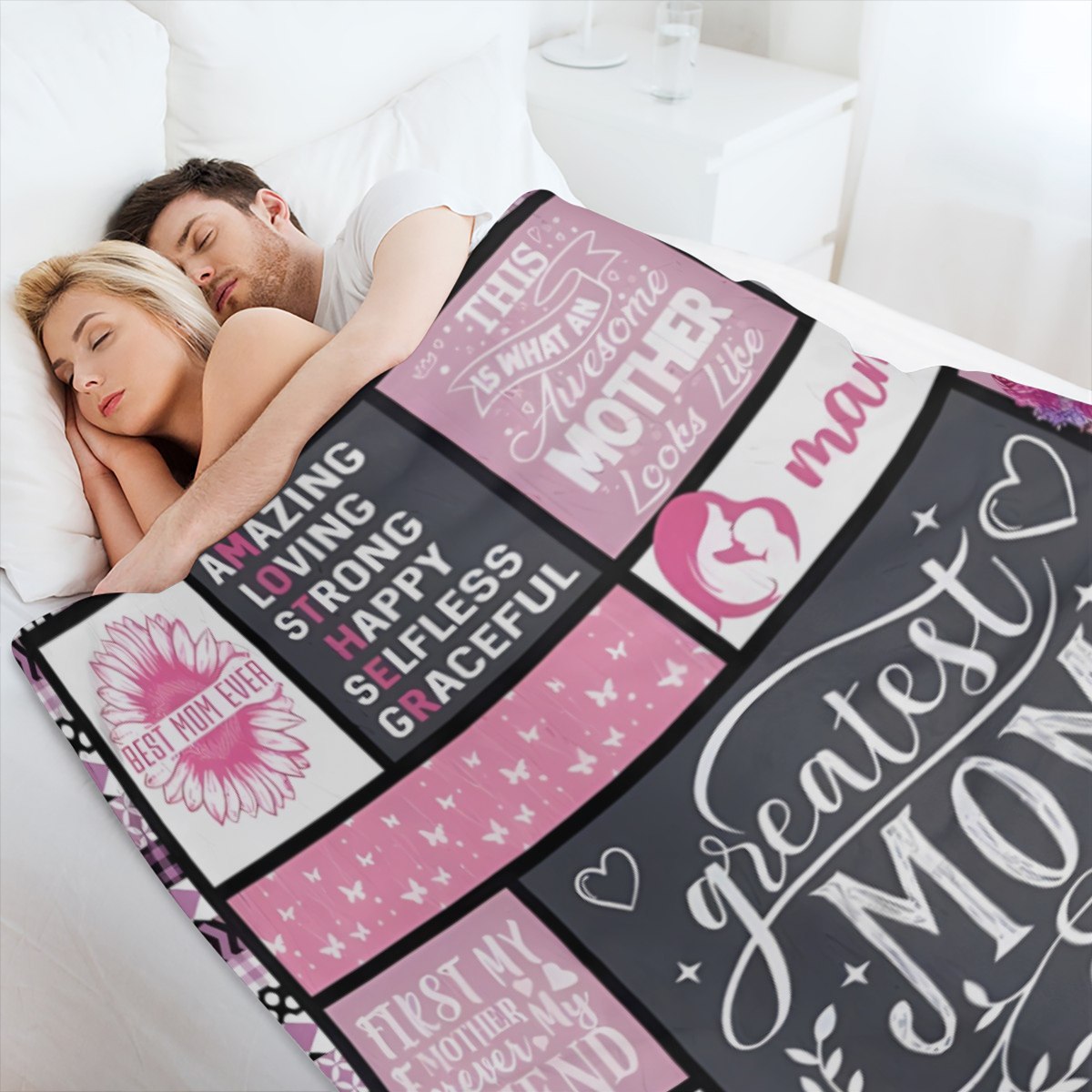 Precious Mom Gift - Ultra-Soft & Cozy 280gsm Polyester Flannel Blanket with Heartfelt Message for Mothers Comfortable Double-Sided Design Perfect for All Seasons & Occasions Ideal Mother's Day Present