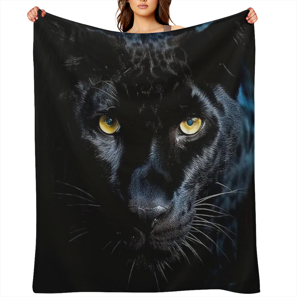 Black Leopard Pattern Soft Nap Blanket Four Seasons Office Chair Flannel Blanket