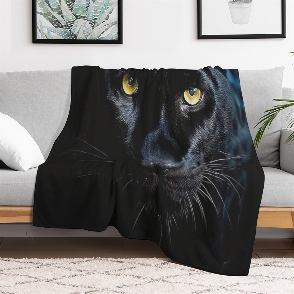 Black Leopard Pattern Soft Nap Blanket Four Seasons Office Chair Flannel Blanket
