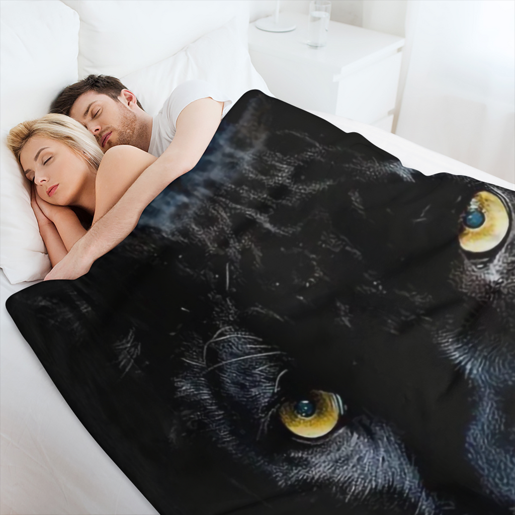 Black Leopard Pattern Soft Nap Blanket Four Seasons Office Chair Flannel Blanket