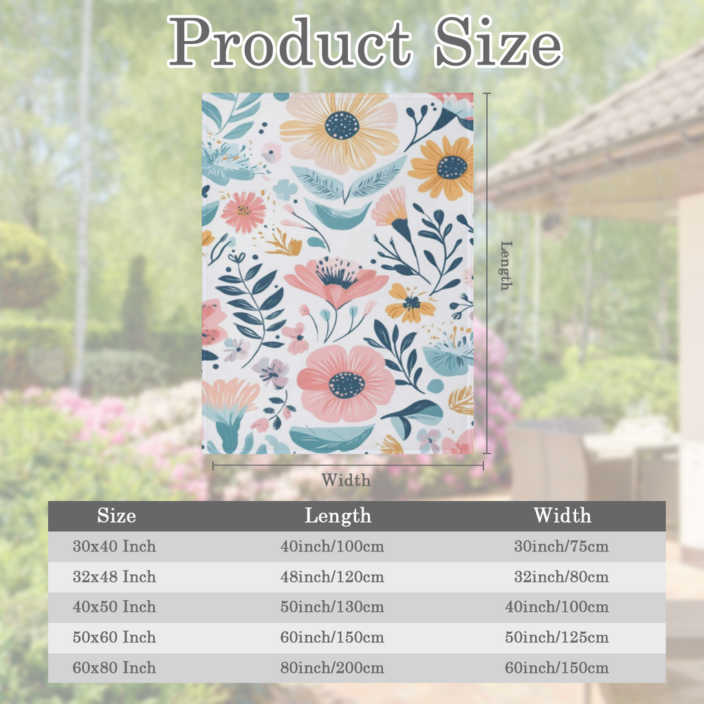 Colorful Pastel Floral Watercolor Throw Blanket - Soft Plush 280gsm, All- Season Cozy Comfort for Couch, Sofa, or Bed - Vibrant Nordic Design with Pink, Blue, Green & Yellow Flowers - Perfect Gift Ide