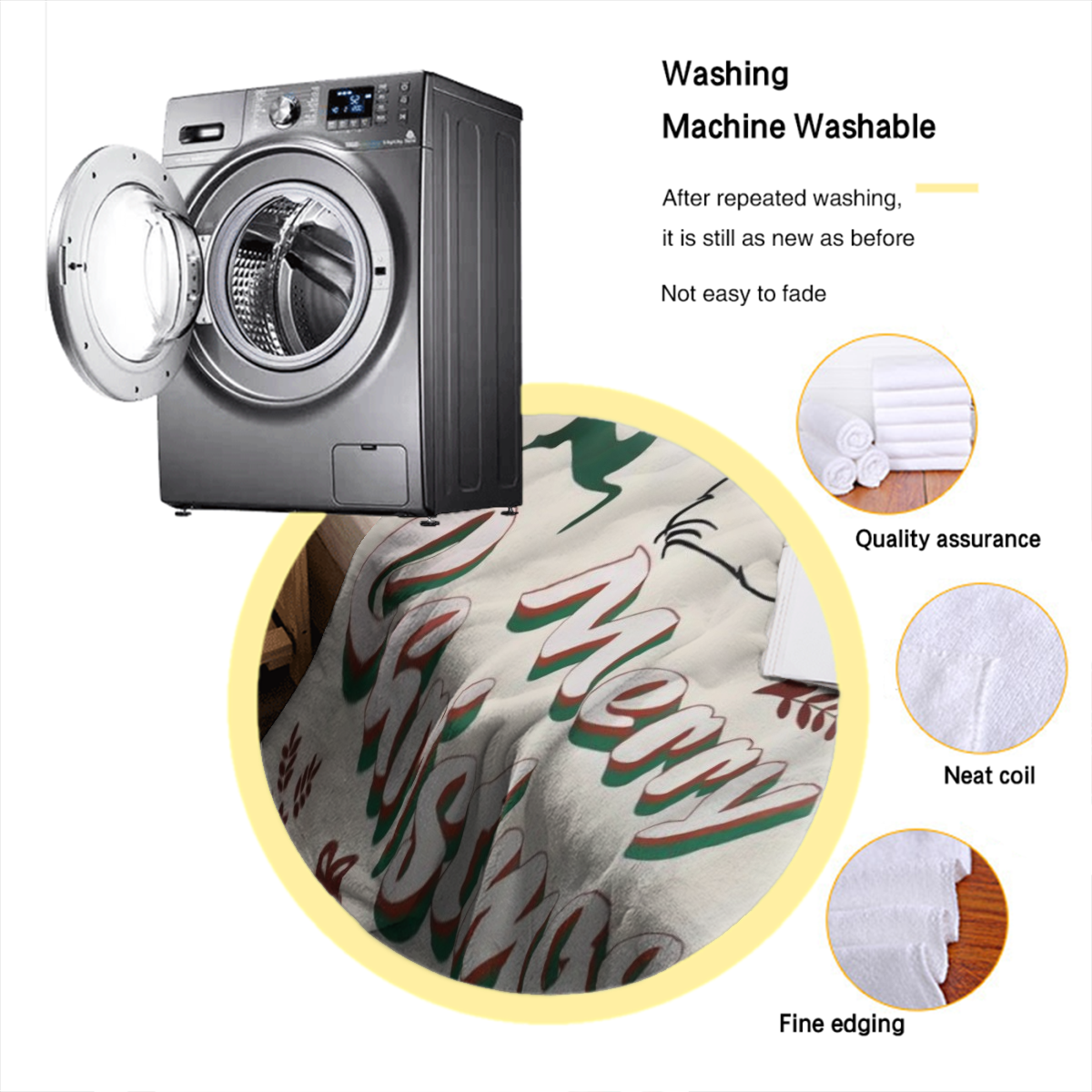 Ecervent Manta Navide?a de 300GSM - Felpa Doble Cara con Estampado de Santa y Renos, Hojas Verdes en el Reverso, Ultra Suave para Todas las Estaciones, Grande (30x40 a 60x80 Pulgadas) - Lavable a M¨¢