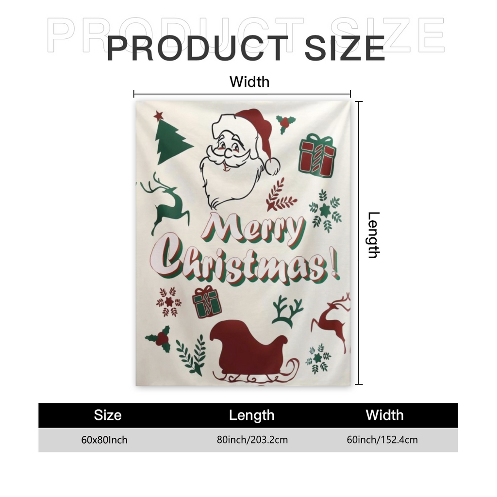 Ecervent Manta Navide?a de 300GSM - Felpa Doble Cara con Estampado de Santa y Renos, Hojas Verdes en el Reverso, Ultra Suave para Todas las Estaciones, Grande (30x40 a 60x80 Pulgadas) - Lavable a M¨¢
