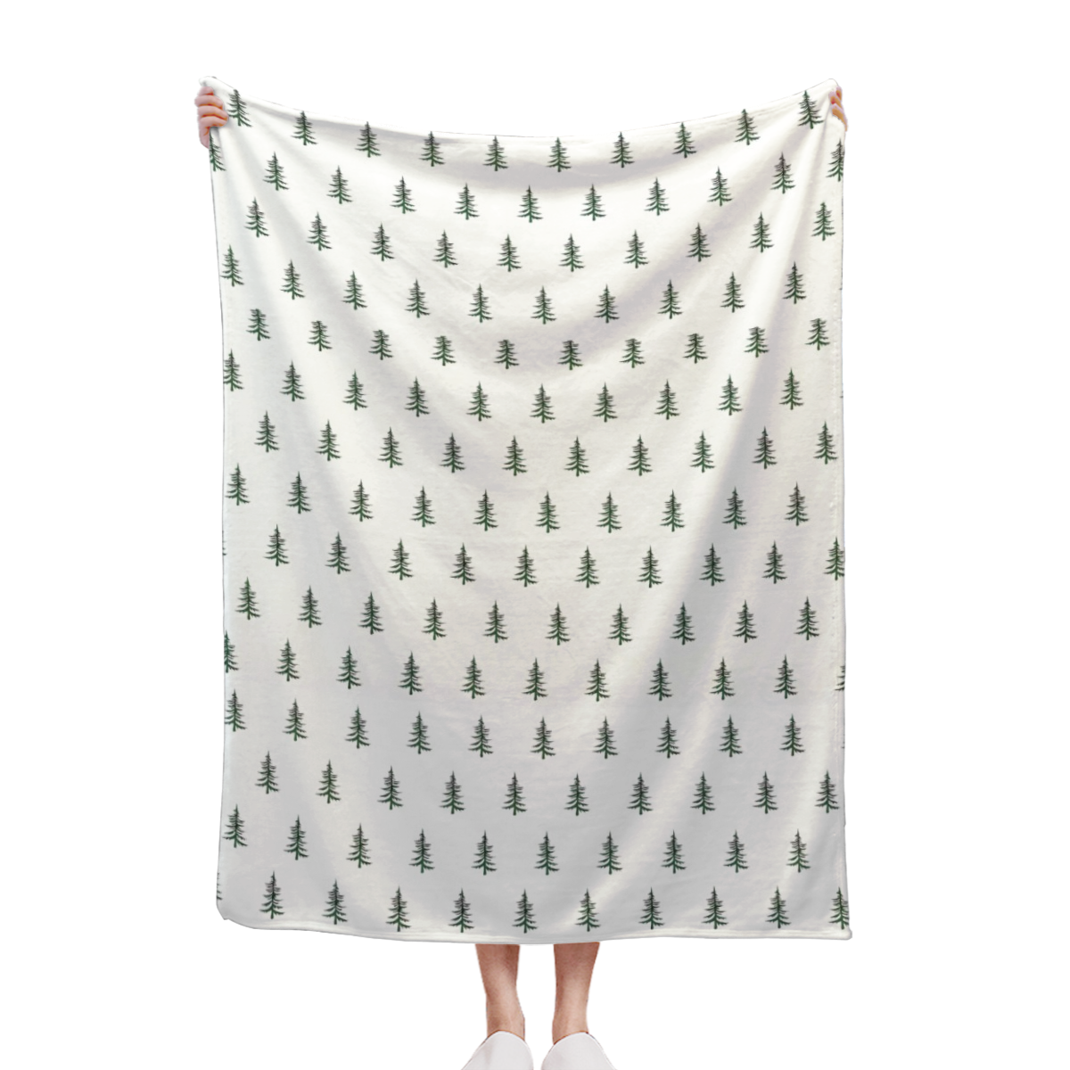 Christmas Tree Print Plush Flannel Throw Blanket - Soft Cozy All-Season Holiday Blanket With Green Pine Pattern Luxury Decorative Couch Bedspread For Living Room Holiday Home Decor