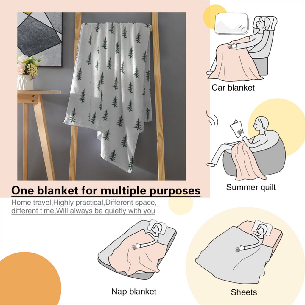 Christmas Tree Print Plush Flannel Throw Blanket - Soft Cozy All-Season Holiday Blanket With Green Pine Pattern Luxury Decorative Couch Bedspread For Living Room Holiday Home Decor