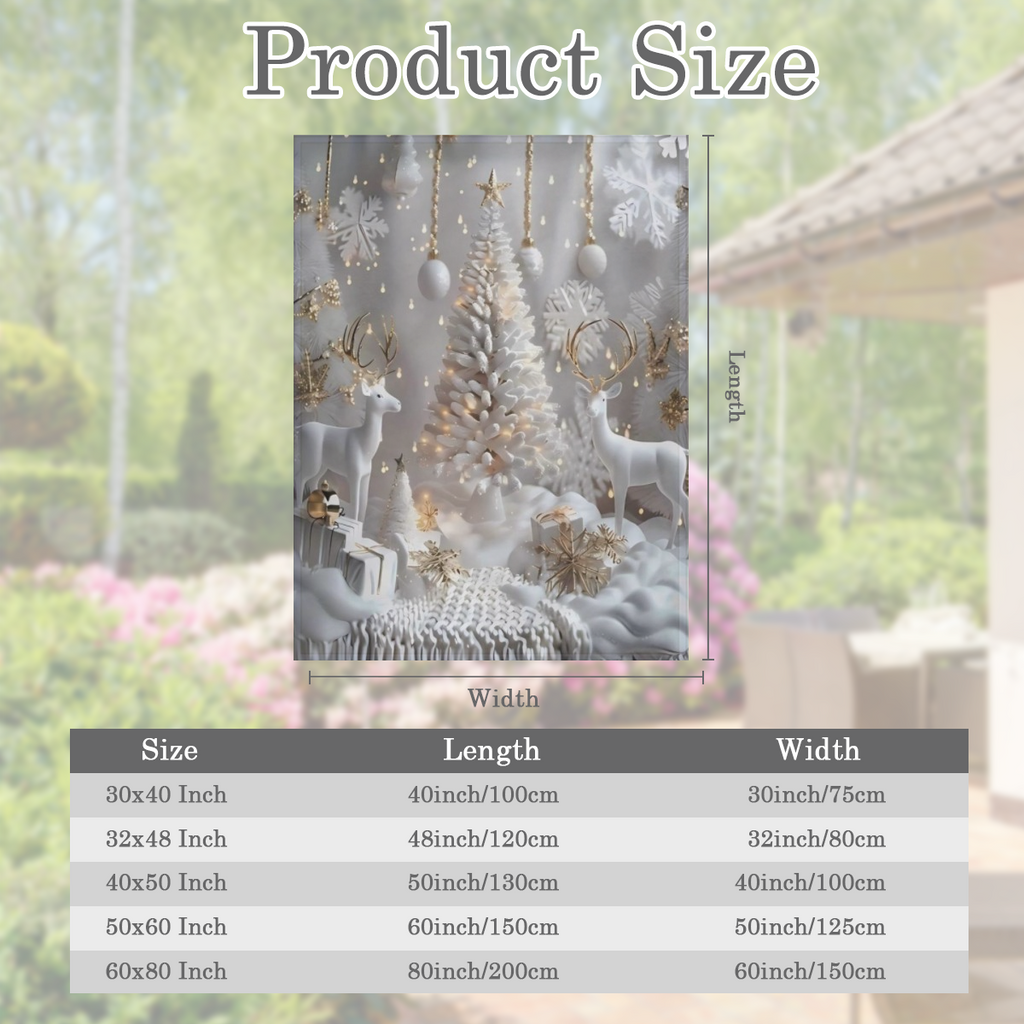 Cozy Christmas blanket for all seasons with festive trees and winter figures - soft and warm for sofas, beds, offices and travel - perfect holiday gift for boys, girls and adults