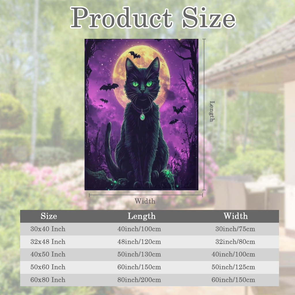 1pc Halloween Black Cat Blanket Soft Flannel Polyester Throw with Spooky Moonlit Forest Design, Perfect for Home Decor, Outdoor Adventures, and Holiday Gifts ( 280- 300g) , Halloween Decorations