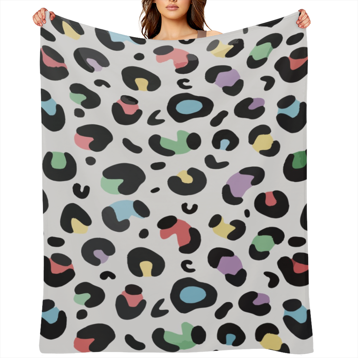 1 colorful leopard print flannel blanket soft, lightweight and warm, perfect for sofa, couch, bed or travel perfect gift for Valentine' s Day, Father' s Day, Mother' s Day and Easter