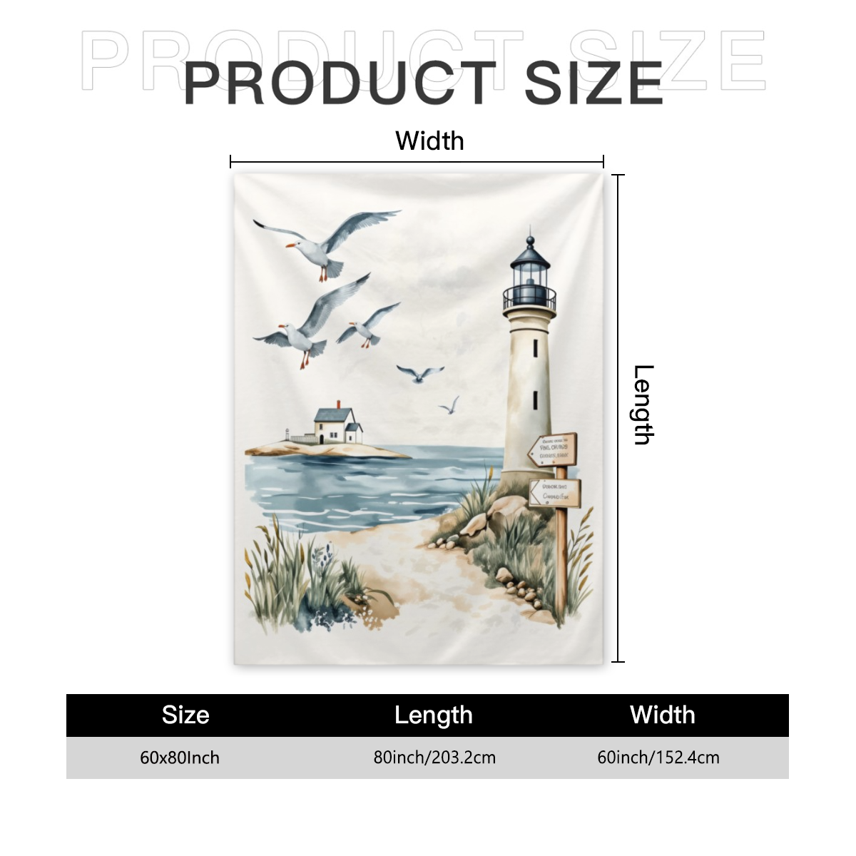 Cozy Vintage Lighthouse & Seagulls Print Flannel Blanket - Soft Warm All-Season Nautical Theme Throw for Sofa Bed Car Office Camping Travel - Machine Washable Gift with Coastal Lighthouse Seagulls Wav