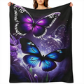 Breathable Polyester Comforter Hypoallergenic Breathable Polyester All-Season Comforter - Contemporary Flannel Bed Blanket with Purple and Blue Butterfly Design - Easy-Care 1pc