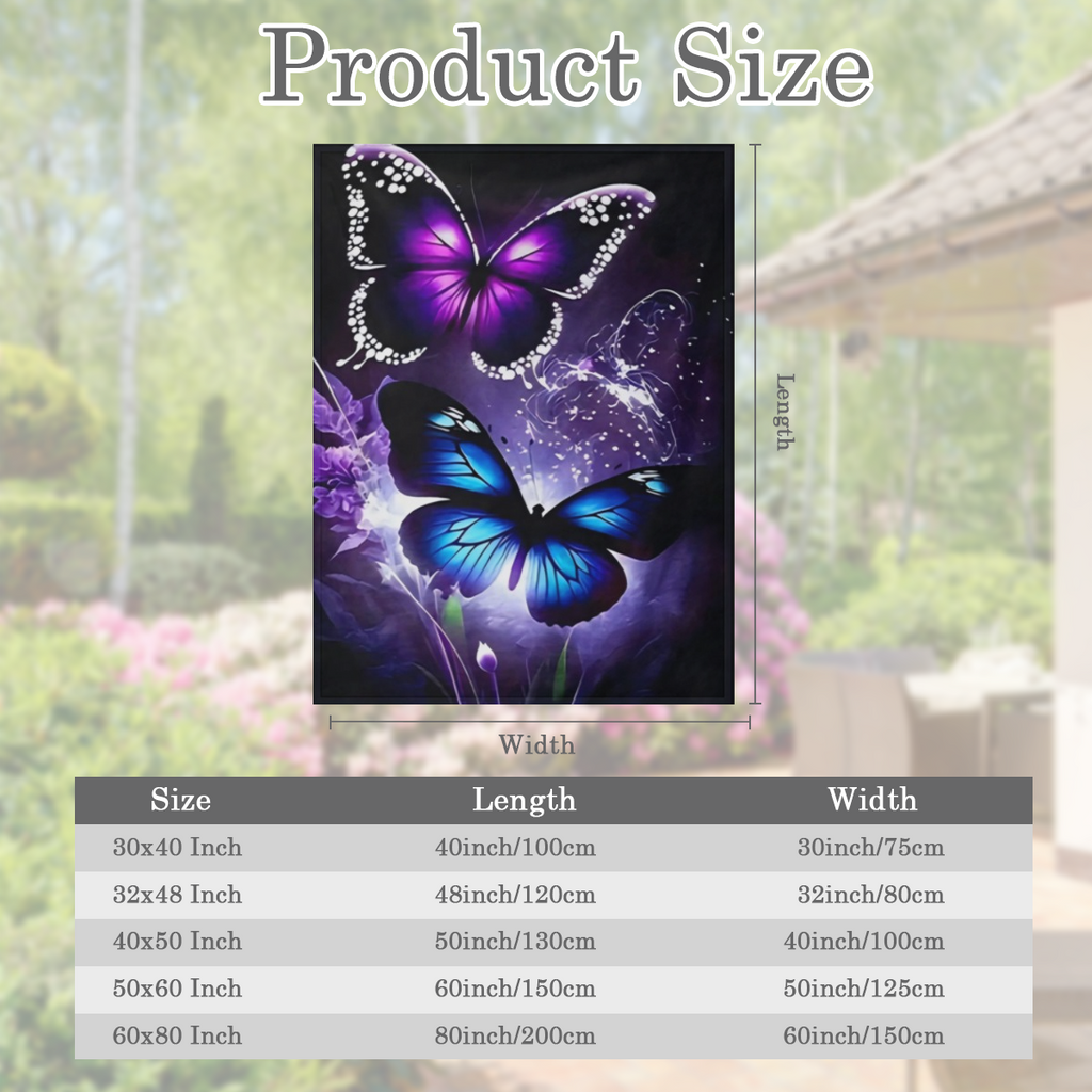 Breathable Polyester Comforter Hypoallergenic Breathable Polyester All-Season Comforter - Contemporary Flannel Bed Blanket with Purple and Blue Butterfly Design - Easy-Care 1pc