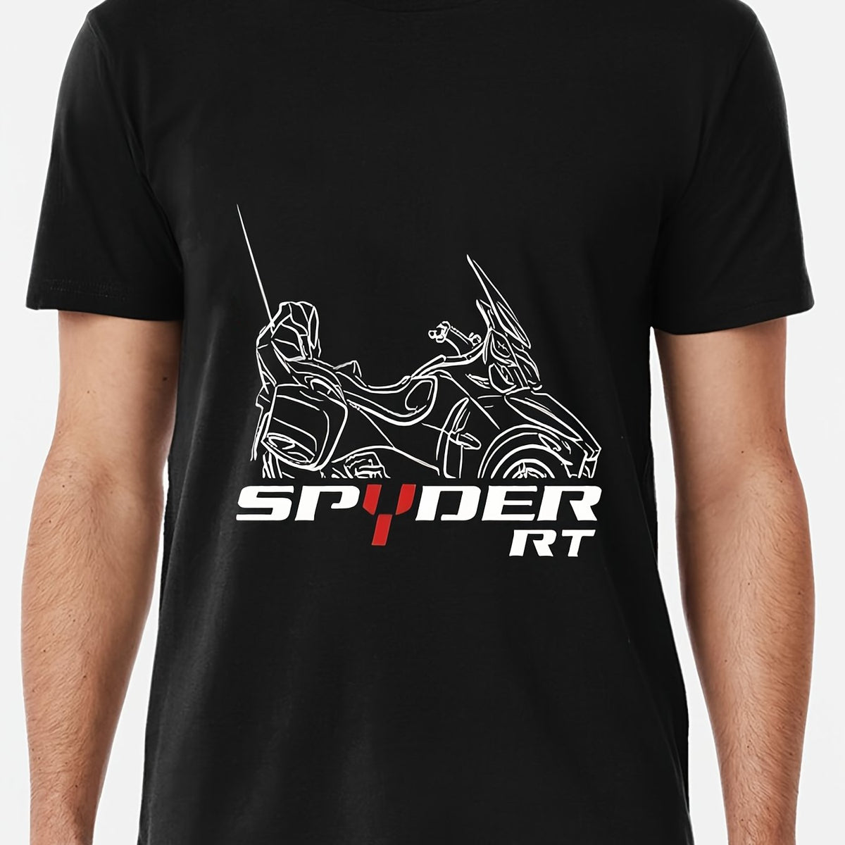1 Can-Am RT 2010-2019 T-shirt pour hommes, motif géométrique de moto, T-shirt pour hommes avec des lignes drôles et des lettres imprimées, T-shirt en coton
