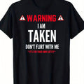 Men'S Funny Relationship Status T-Shirt | "I Have My Favorite Boyfriend" Warning Graphic Short Sleeve - Black with Red and White Text | Loose Fit, Casual Style, Crew Neck, Machine Washable, Perfect for All-Season