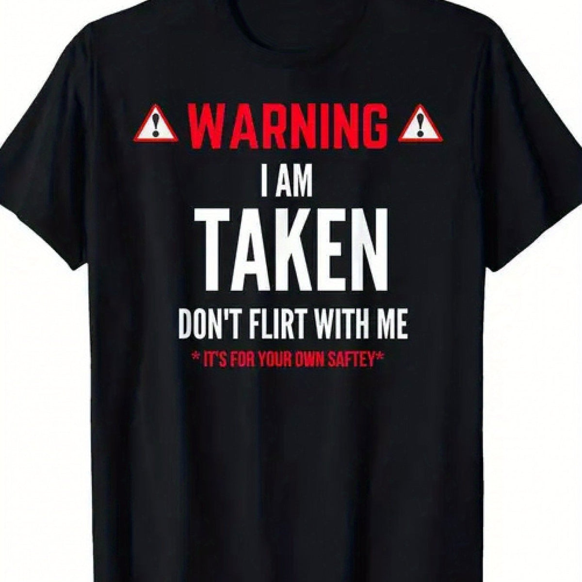 Men'S Funny Relationship Status T-Shirt | "I Have My Favorite Boyfriend" Warning Graphic Short Sleeve - Black with Red and White Text | Loose Fit, Casual Style, Crew Neck, Machine Washable, Perfect for All-Season