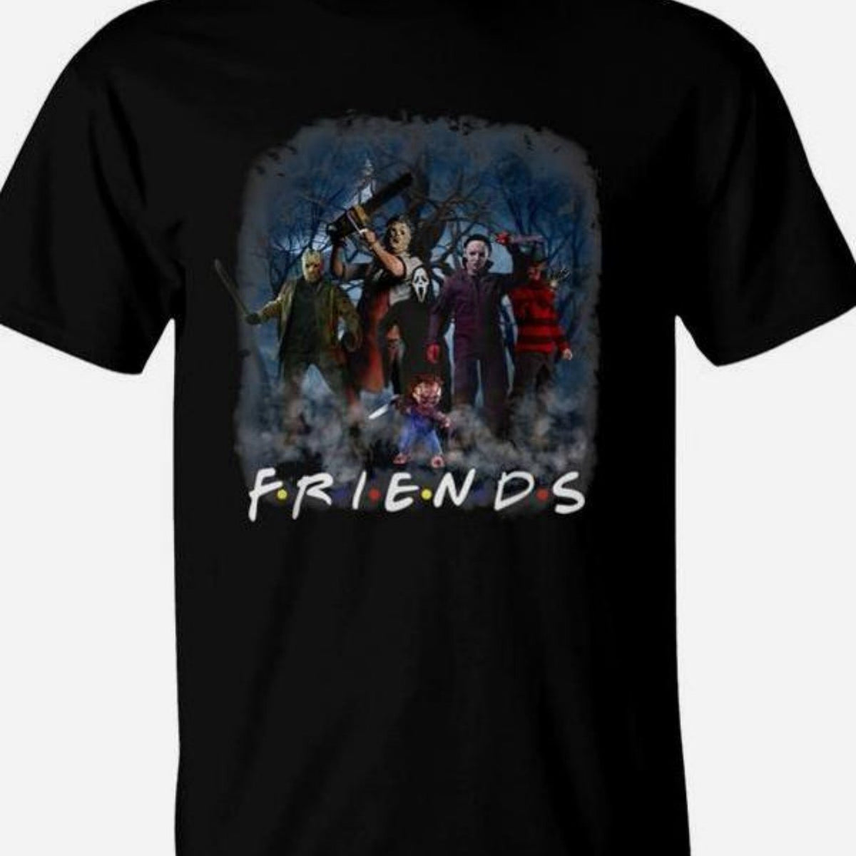 2025 New Style Pure T-shirt | Friends Halloween Scary Horror Film T-Shirt, Crew Neck, All-season, Regular Fit, Perfect for Men, Plus Size