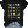 Women'S Dark -Themed Science Icons T-Shirt - Curie, DNA Double Helix, Rosalind & Marie Curie Graphic Tee - Soft Crew Neck Short Sleeve Casual Top for STEM Enthusiasts, Casual Attire & Science Events - All-Season Fit Women'S Empowerment Apparel