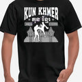 Men'S Bokator Kun Khmer Graphic T-Shirt - Traditional Martial Art Design with Fighter Silhouettes & Temple Motifs, Black Short Sleeve Casual Tee, Machine Washable Regular Fit, Everyday Tshirt | Bold Print Shirt | Durable Fabric