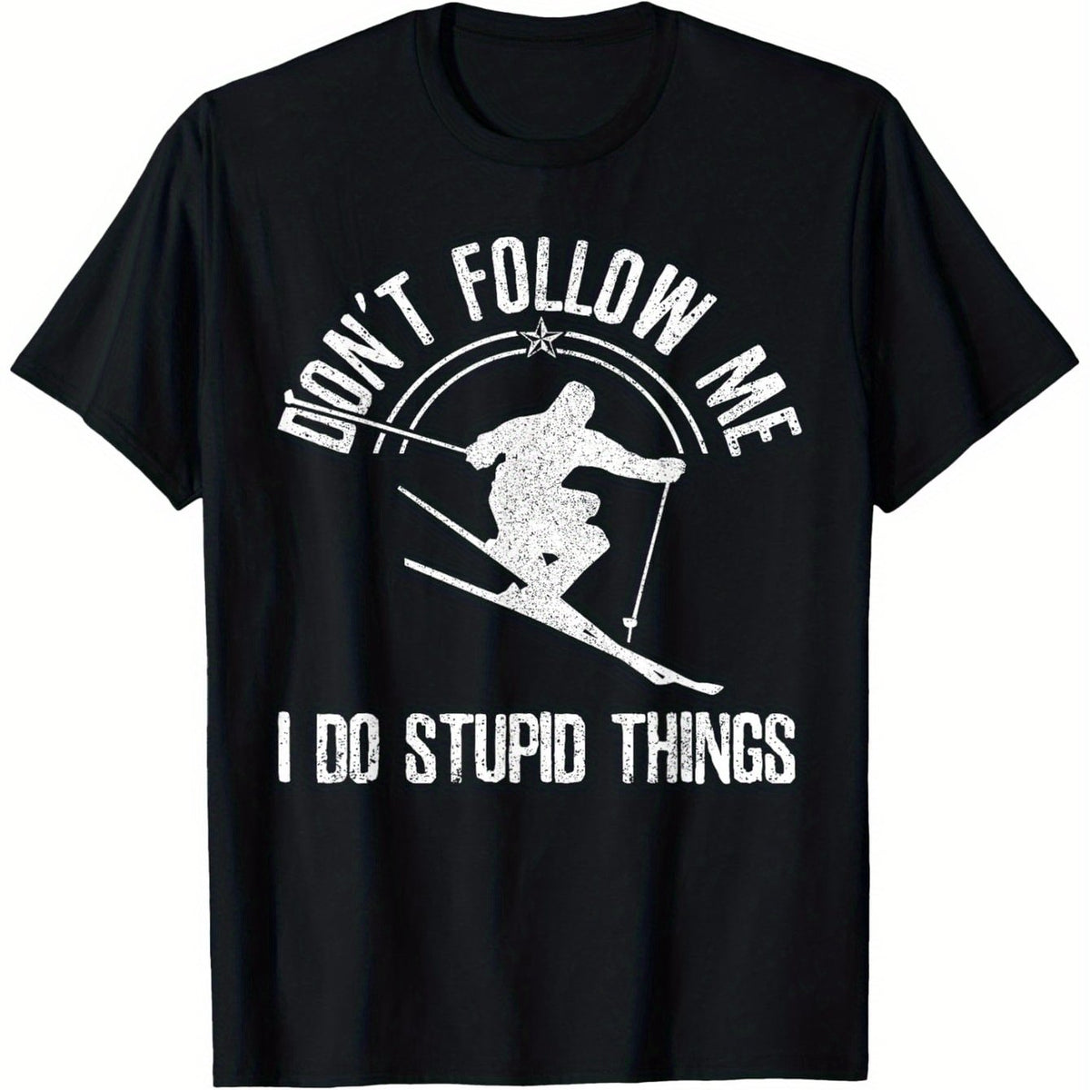 Men's Funny "I Do Stupid Things" Ski T-Shirt - Winter Sports Humor, Soft Cotton Crew Neck Tee Suitable for Skiers - Casual Outdoor Gift for Ski Lodge, Slopes & Year-Round Wear (Machine Washable)