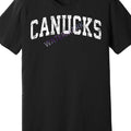 Men's Canucks Mascot Vintage Hockey Tee - Retro Sports T-Shirt with Bold CANUCKS Lettering, Classic Fit Black Shirt for Canucks Fans, Games, Gym & Casual Attire - Machine Washable Adult Apparel, Sports Fan Clothing