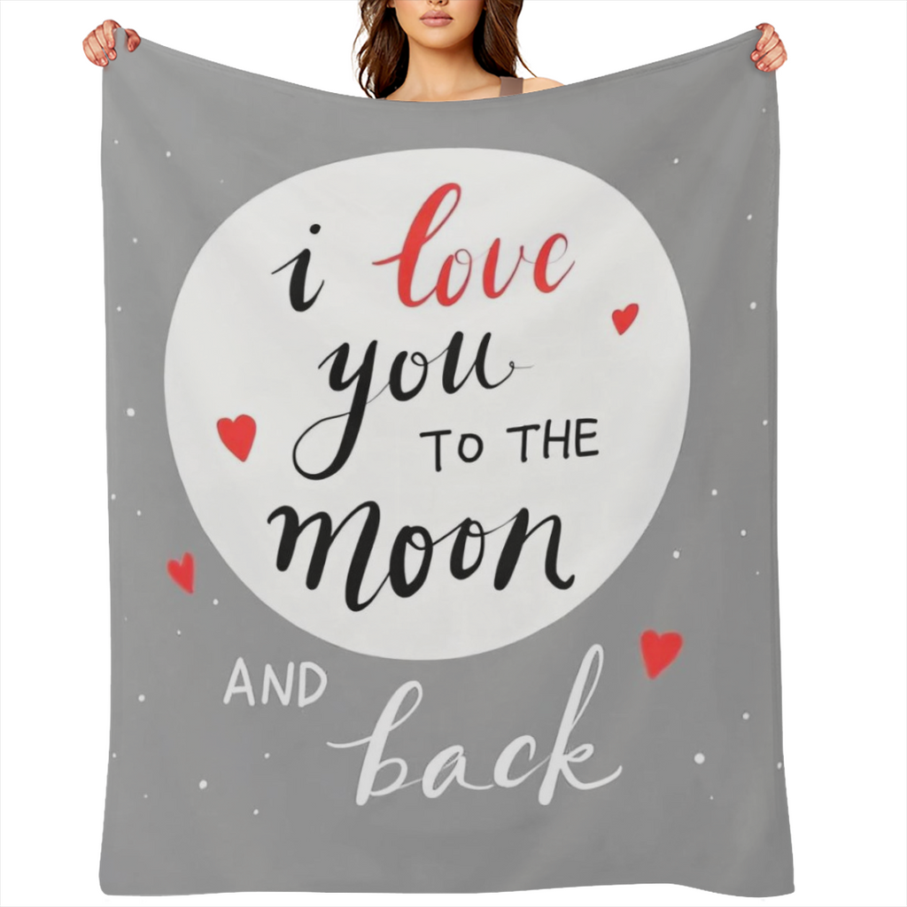 1pc "I Love You to The Moon And Back" Fleece Blanket Ultra-Soft 100 Polyester Flannel Throw, Cozy & Stylish for Sofa, Bed, Travel, Camping, or Car Perfect Gift for Mom, Warm & Durable for Indoor & Out
