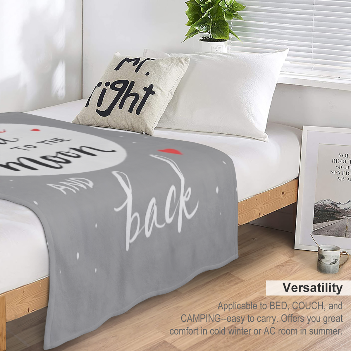 1pc "I Love You to The Moon And Back" Fleece Blanket Ultra-Soft 100 Polyester Flannel Throw, Cozy & Stylish for Sofa, Bed, Travel, Camping, or Car Perfect Gift for Mom, Warm & Durable for Indoor & Out