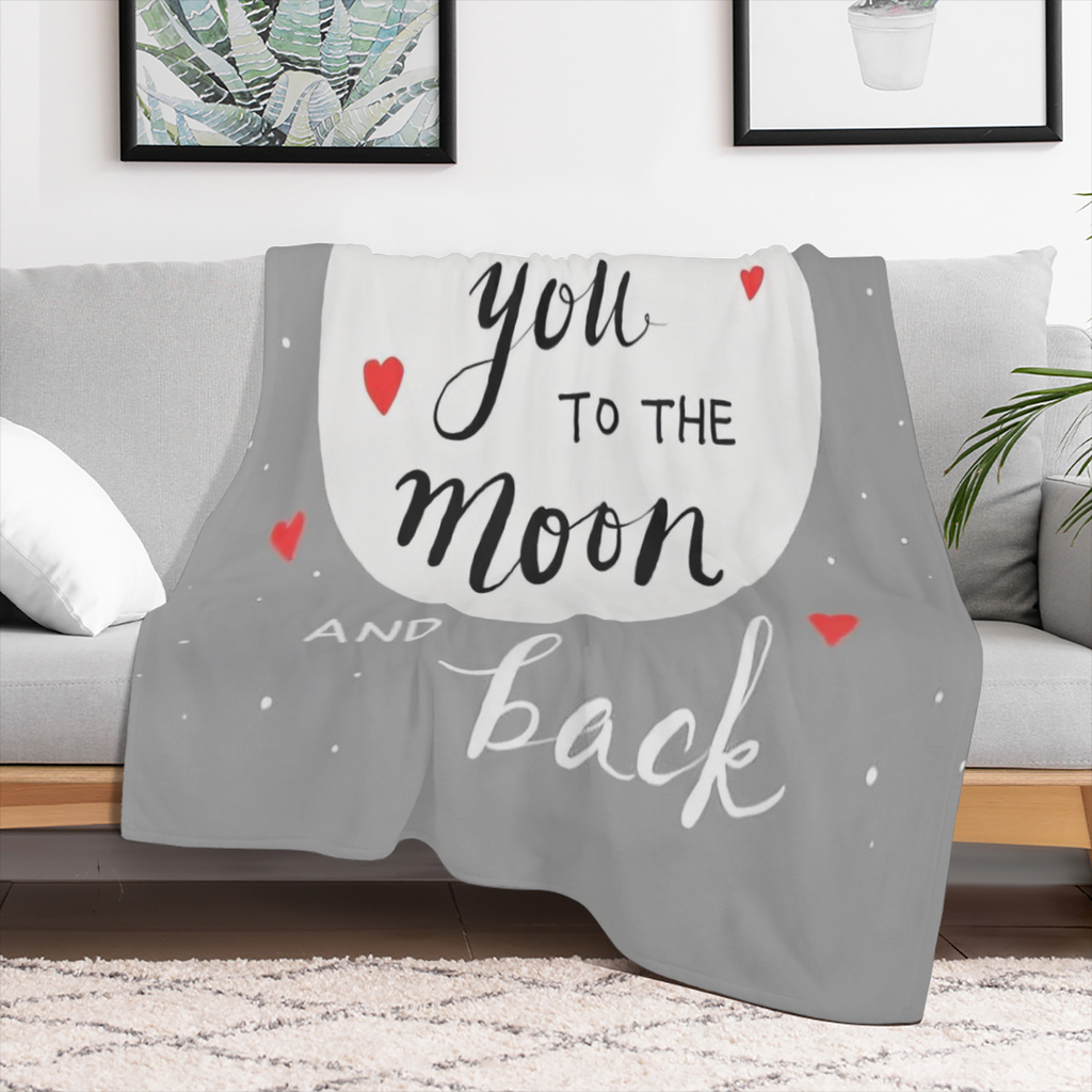 1pc "I Love You to The Moon And Back" Fleece Blanket Ultra-Soft 100 Polyester Flannel Throw, Cozy & Stylish for Sofa, Bed, Travel, Camping, or Car Perfect Gift for Mom, Warm & Durable for Indoor & Out