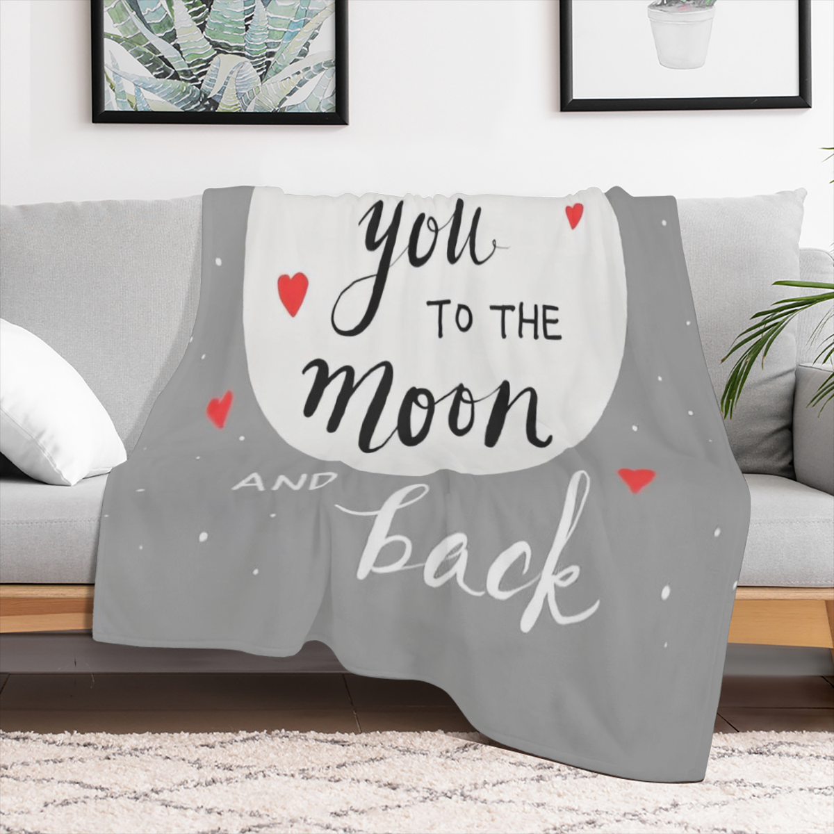1pc "I Love You to The Moon And Back" Fleece Blanket Ultra-Soft 100 Polyester Flannel Throw, Cozy & Stylish for Sofa, Bed, Travel, Camping, or Car Perfect Gift for Mom, Warm & Durable for Indoor & Out