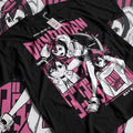 Dandadan Momo Cosplay T-Shirt - Black Anime Graphic Tee with Pink & White Character Design, Short Sleeve Crew Neck, All-Season Comfort Fit for Fans, Anime T Shirts, Fan Merchandise, Dynamic Character Pose, Bold Print Design