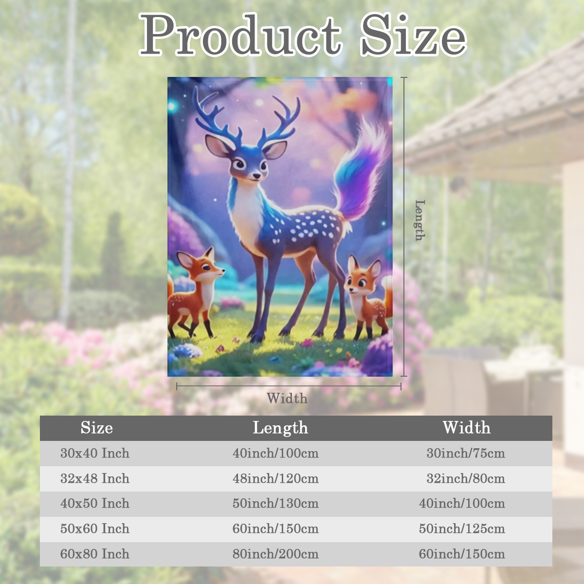 1pc Dreamy Spotted Deer & Foxes Printed Flannel Blanket - Ultra- Soft, Lightweight & Warm Throw in Vibrant Forest Scene for Sofa, Bed, Travel, Camping - Durable Digital Print Fleece, Perfect Gift for
