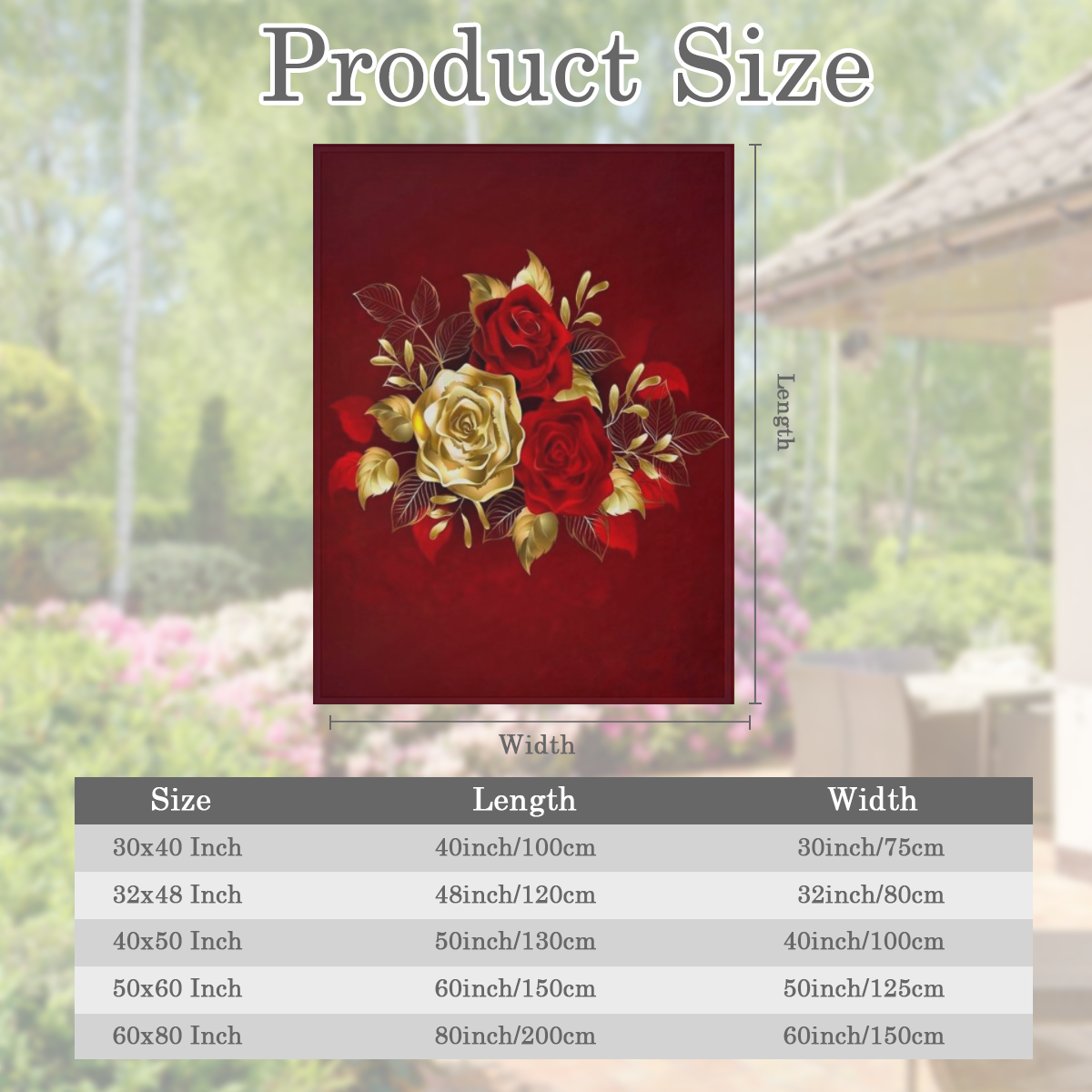 1pc Luxury Red Rose Printed Flannel Blanket - Soft, Comfortable, All-Season Knitted Polyester Throw for Sofa, Bed, Travel, Office - Geometric Pattern, Cottage Style, Digital Print, Washable - Ideal fo