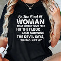 Women's Funny "Be The Kind Of Woman The Devil Says Oh Crap She Up" T-Shirt - 100% 180g Short Sleeve Round Neck Casual Top with Edgy Humor Slogan, Casual Attire & Party Outfits