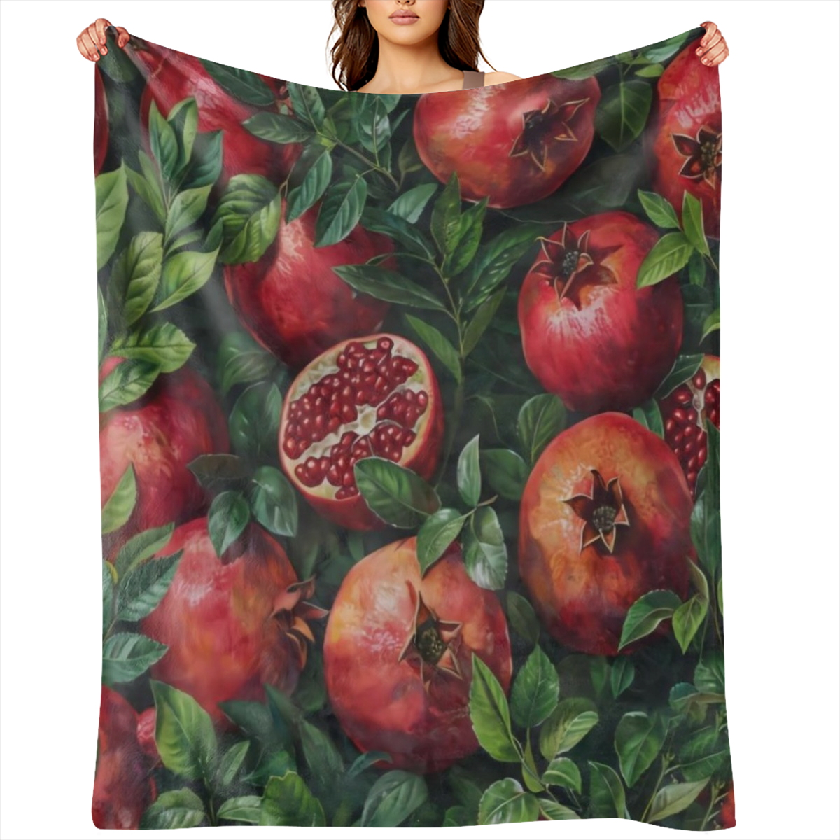 Cozy vintage pomegranate flannelette blanket - soft, warm and versatile, perfect for sofas, beds, cars, offices, camping for all seasons