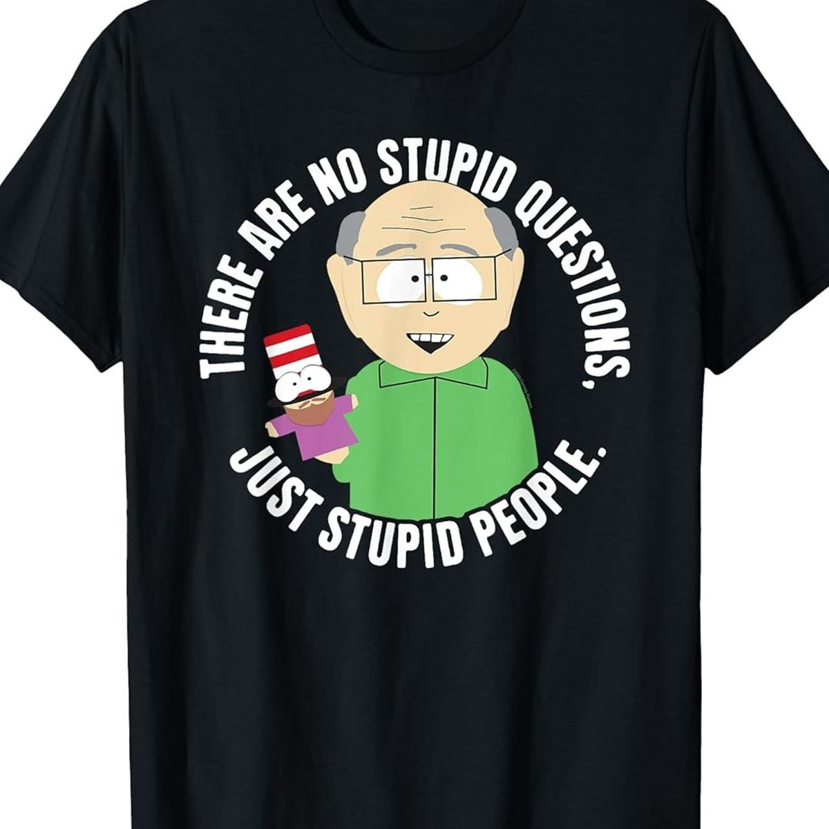 Men'S Plus-Size 180g Heavyweight Funny T-Shirt - "No Stupid Questions" Cartman & Kenny Graphic Tee, 100% Casual Round Neck Short Sleeve Shirt for Fans, Pop Culture Gift for Adults, Comedy Convention Outfit, Fan Merchandise