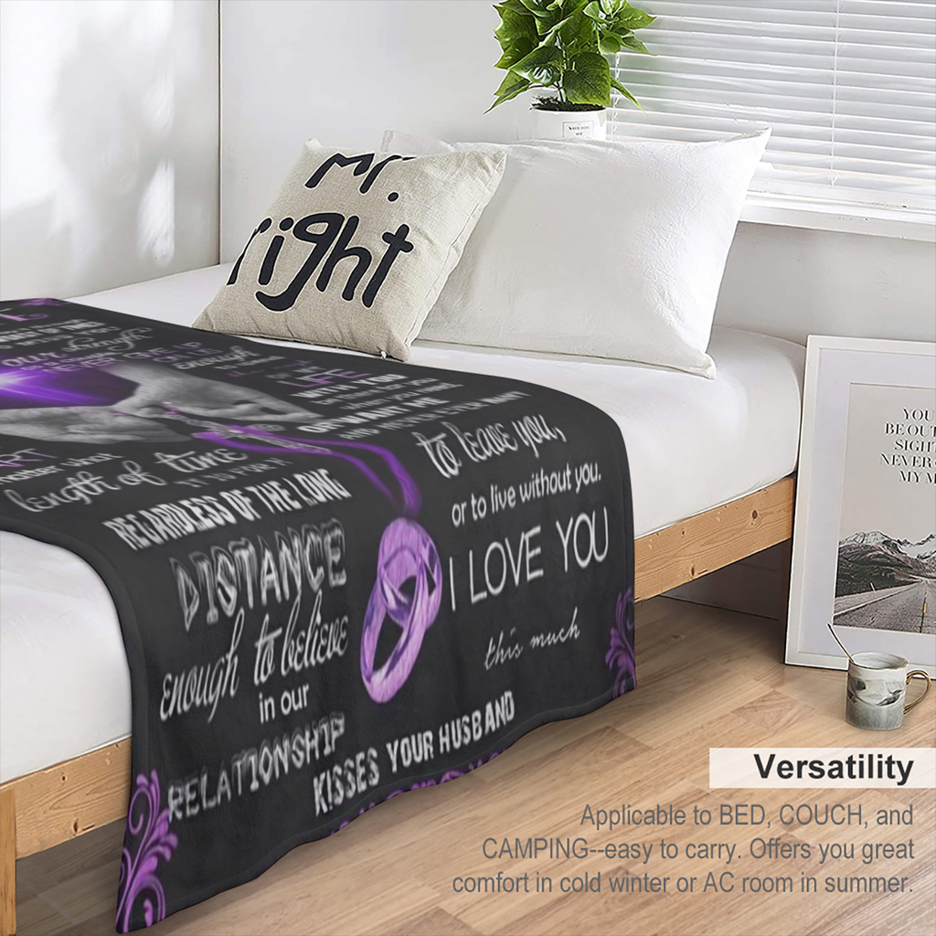 Blanket for Wife from Husband Gift 1 pc Gift for Wife from Husband to My Wife Blanket Wedding Anniversary Romantic Gifts for Wife Birthday Christmas Valentine' s Mother' s Day Healing Thoughts Blanket