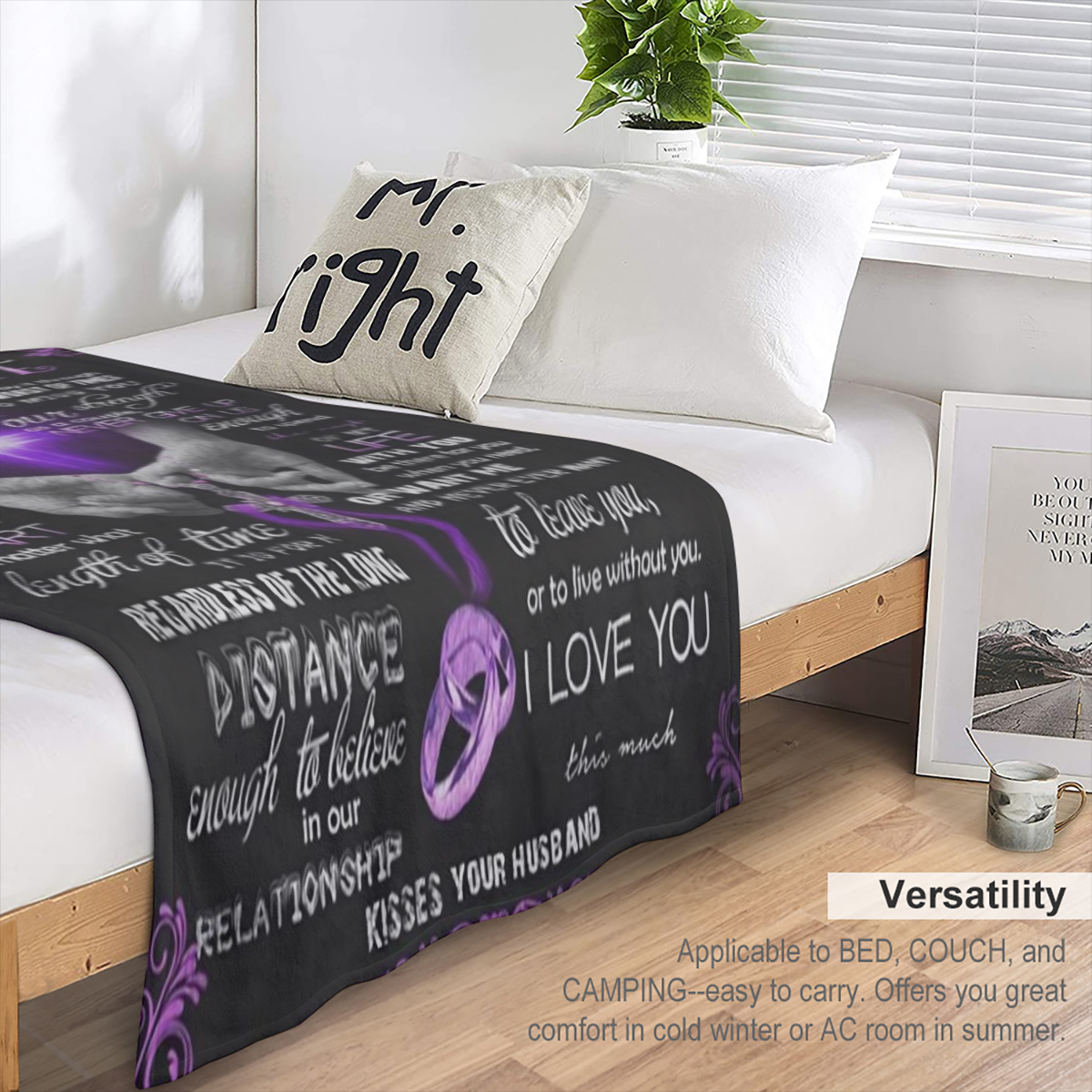 Blanket for Wife from Husband Gift 1 pc Gift for Wife from Husband to My Wife Blanket Wedding Anniversary Romantic Gifts for Wife Birthday Christmas Valentine' s Mother' s Day Healing Thoughts Blanket