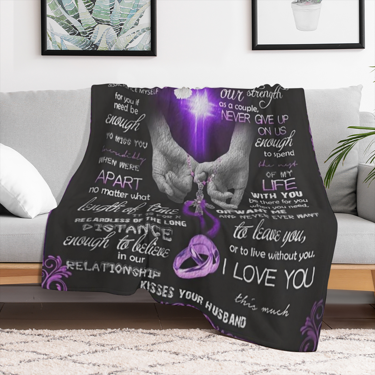 Blanket for Wife from Husband Gift 1 pc Gift for Wife from Husband to My Wife Blanket Wedding Anniversary Romantic Gifts for Wife Birthday Christmas Valentine' s Mother' s Day Healing Thoughts Blanket