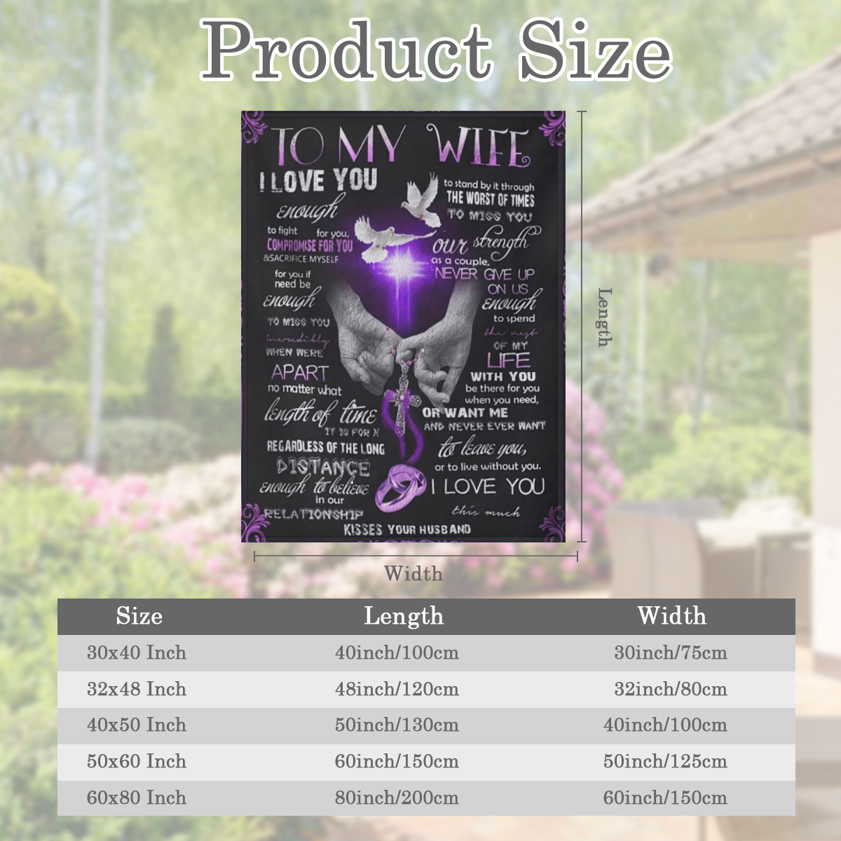 Blanket for Wife from Husband Gift 1 pc Gift for Wife from Husband to My Wife Blanket Wedding Anniversary Romantic Gifts for Wife Birthday Christmas Valentine' s Mother' s Day Healing Thoughts Blanket