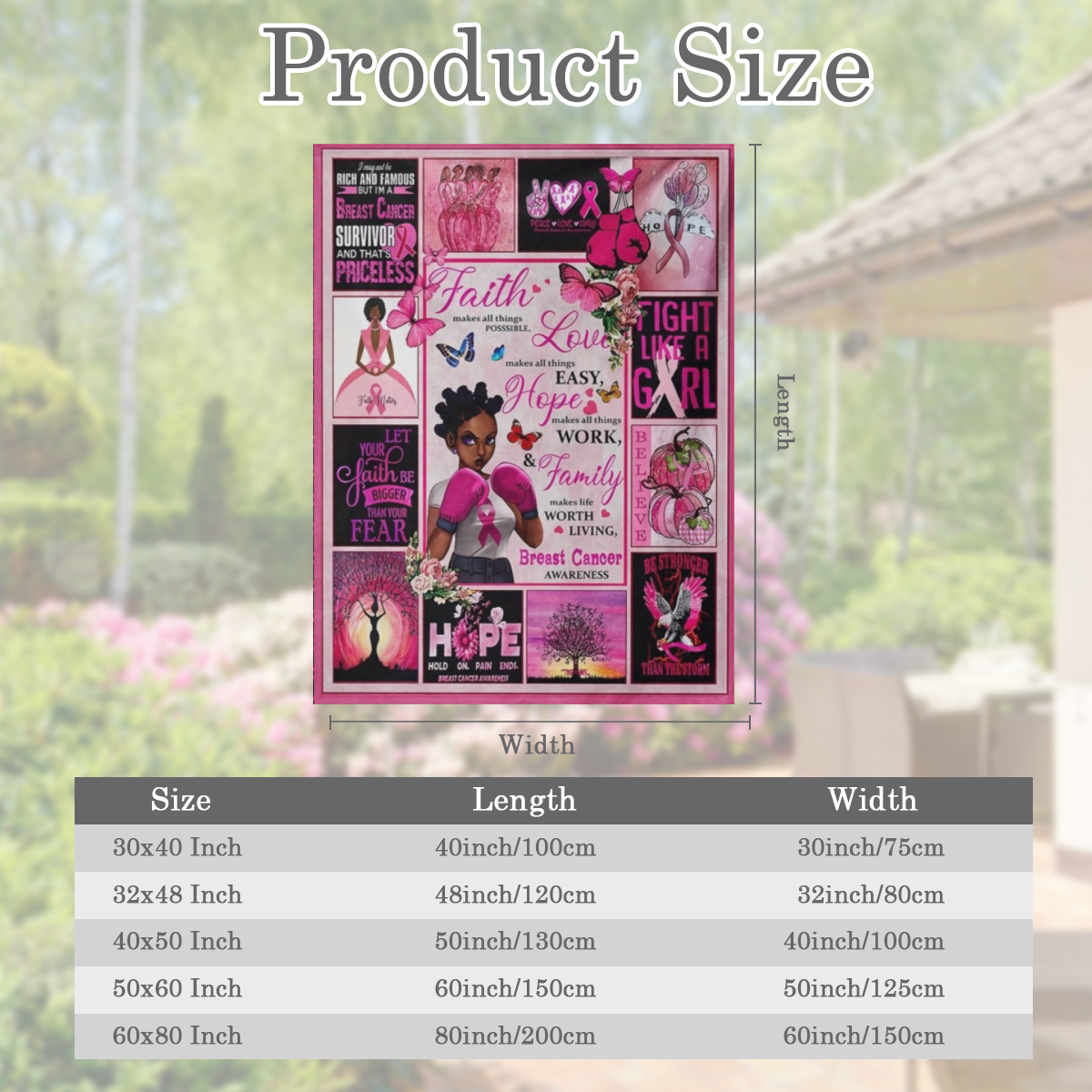 1pc Inspirational Boxing Girl Flannel Throw Blanket - Contemporary Style, All- Season Cozy Polyester, Woven, Motivational Quotes & Pink Ribbon Design - Ideal Gift for Men & Women