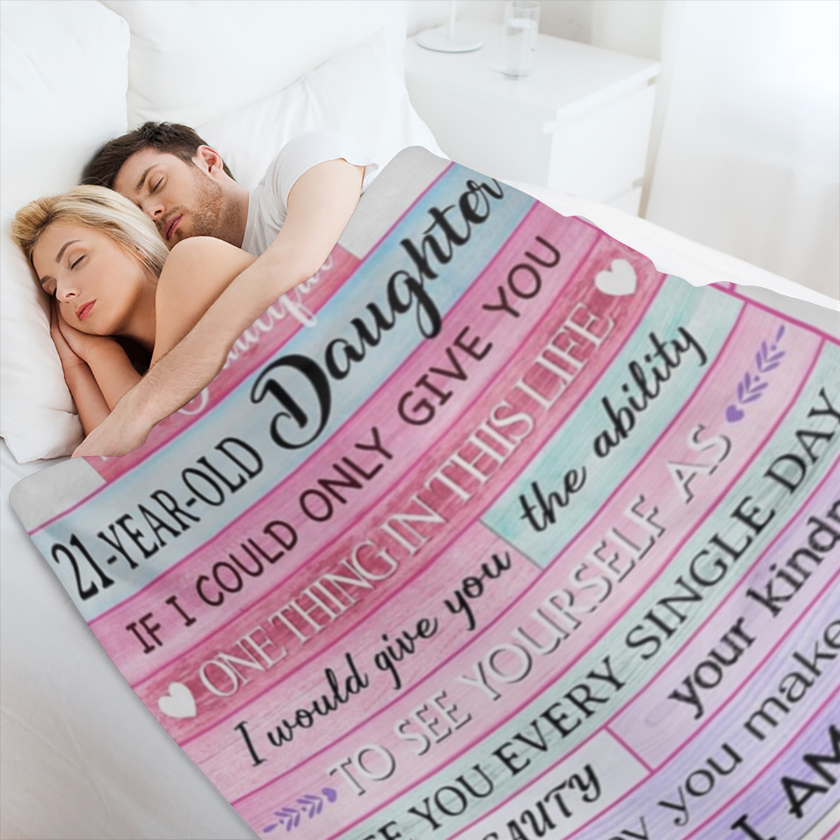 21st Birthday Gift for Daughter - Cozy Flannel Throw Blanket with Heartfelt Message, 60x50, Soft & Warm, Multi- Size Options ( 30x40in40x50in50x60in60x1119in) , Perfect for All Seasons, Machine Washab