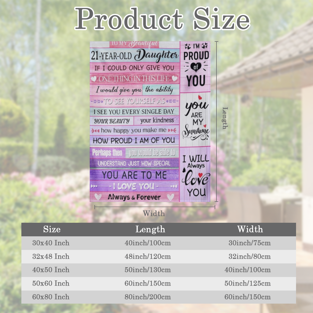 21st Birthday Gift for Daughter - Cozy Flannel Throw Blanket with Heartfelt Message, 60x50, Soft & Warm, Multi- Size Options ( 30x40in40x50in50x60in60x1119in) , Perfect for All Seasons, Machine Washab
