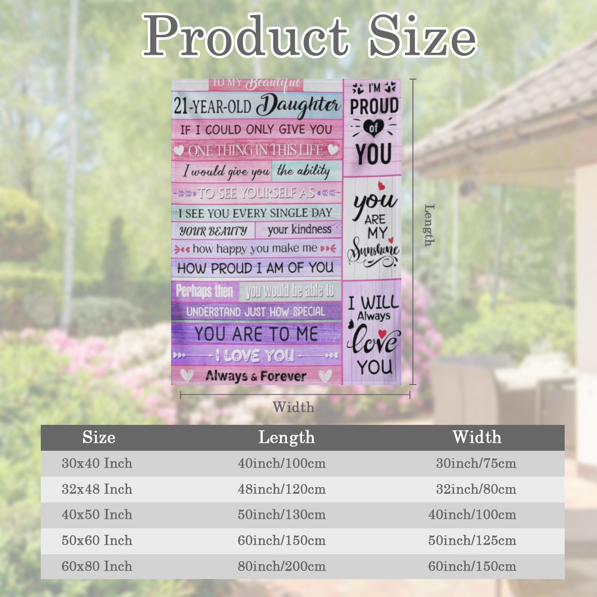 21st Birthday Gift for Daughter - Cozy Flannel Throw Blanket with Heartfelt Message, 60x50, Soft & Warm, Multi- Size Options ( 30x40in40x50in50x60in60x1119in) , Perfect for All Seasons, Machine Washab