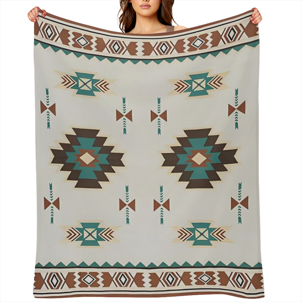 Aztec Throw Blanket Western Boho Throw Blanket - Native American Aztec Woven Blanket with Tassel - Mexican Decorative Farmhouse Sofa Blanket