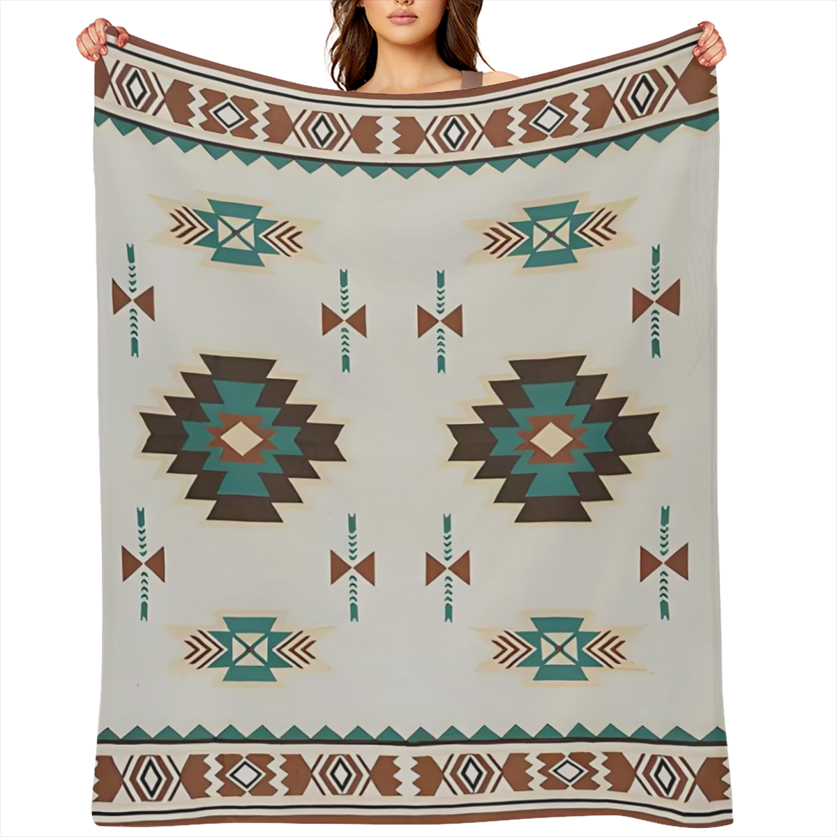 Aztec Throw Blanket Western Boho Throw Blanket - Native American Aztec Woven Blanket with Tassel - Mexican Decorative Farmhouse Sofa Blanket