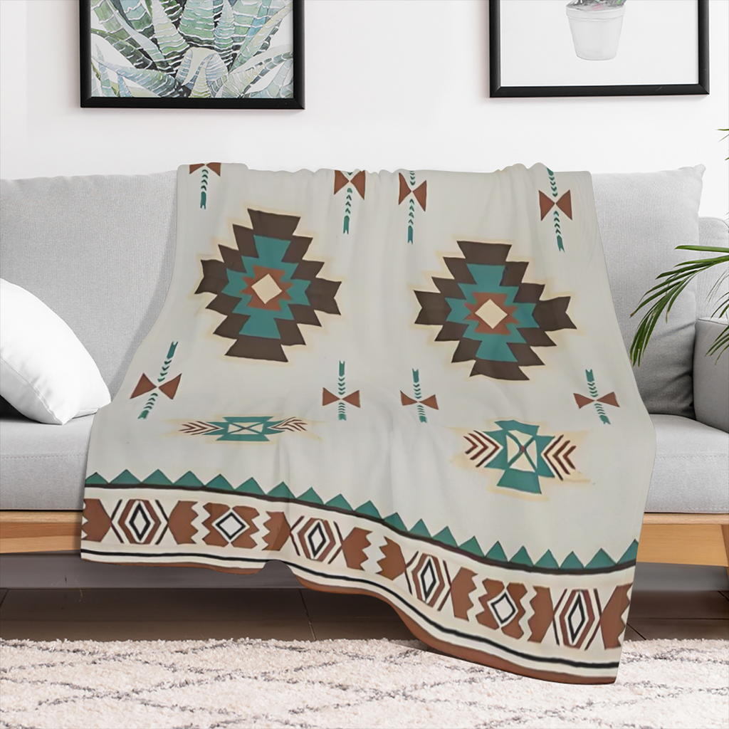 Aztec Throw Blanket Western Boho Throw Blanket - Native American Aztec Woven Blanket with Tassel - Mexican Decorative Farmhouse Sofa Blanket