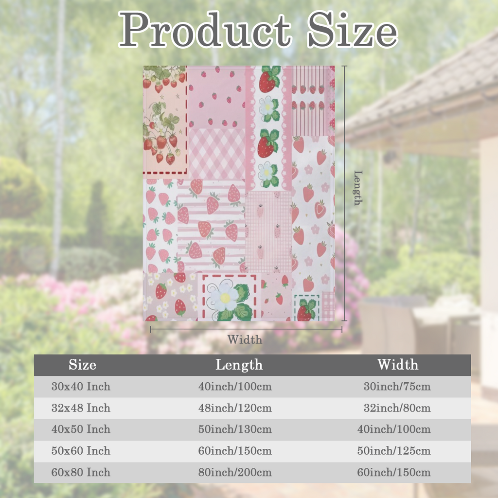 Cozy Pink Strawberry and Floral Blanket - Ultra-Soft 280gsm Polyester Fleece, Lightweight Year-Round Comfort for Sofa, Bed, or Outdoor Use, Machine Washable, Versatile and Snuggly