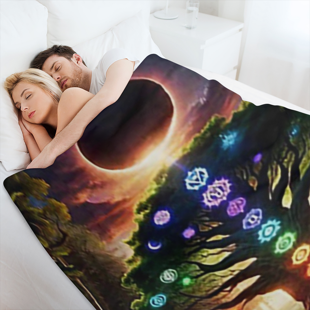 1pc Chakra Boom Meditatie Deken - Vintage Stijl Digitale Print Polyester Flanellen Fleece Alle Seizoenen Lichtgewicht Worp voor Bank Bed Sofa Reis - Dierenthema Gebreid Weefsel 200- 250gsm