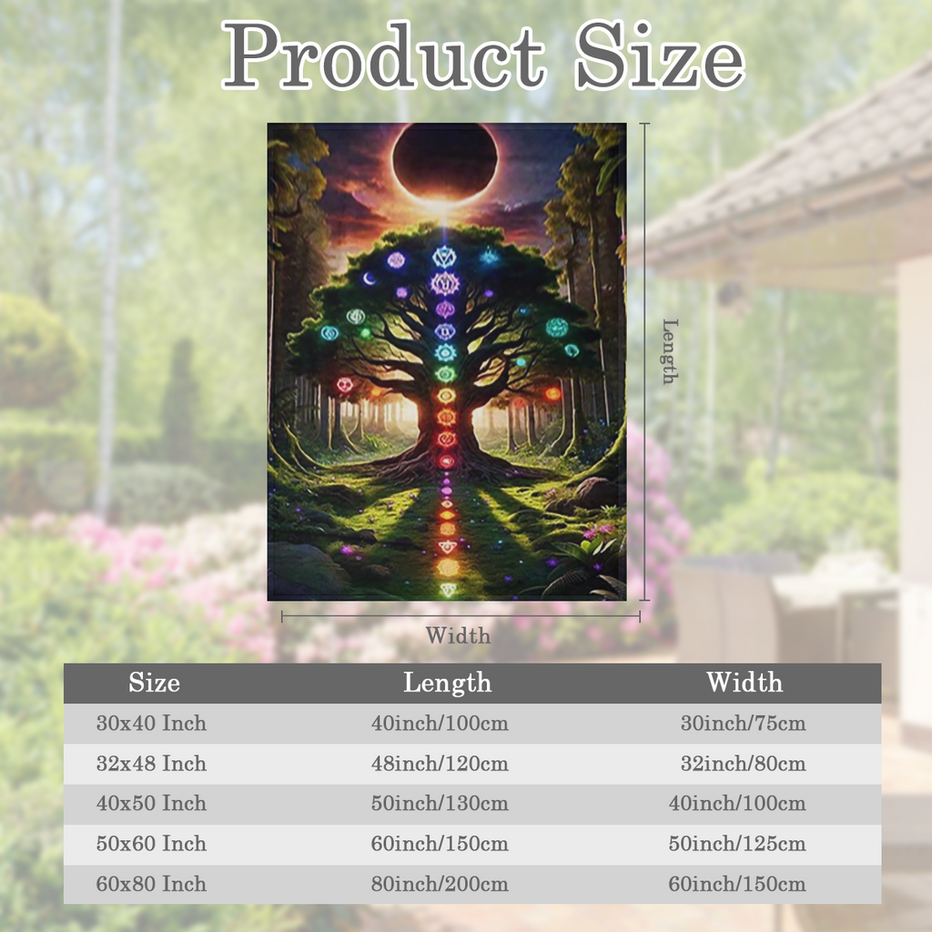 1pc Chakra Boom Meditatie Deken - Vintage Stijl Digitale Print Polyester Flanellen Fleece Alle Seizoenen Lichtgewicht Worp voor Bank Bed Sofa Reis - Dierenthema Gebreid Weefsel 200- 250gsm