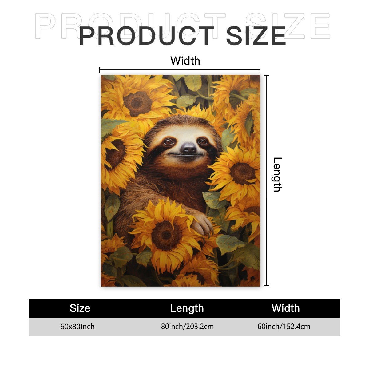 Extra Large Flannel Throw Blanket - Heavyweight 280GSM All-Season Soft Bedspread - Sloth & Sunflowers Brown/Orange/Beige - Couch, Bed, Office Decor - Machine Washable Cozy Home Gift for Adults, Boys,